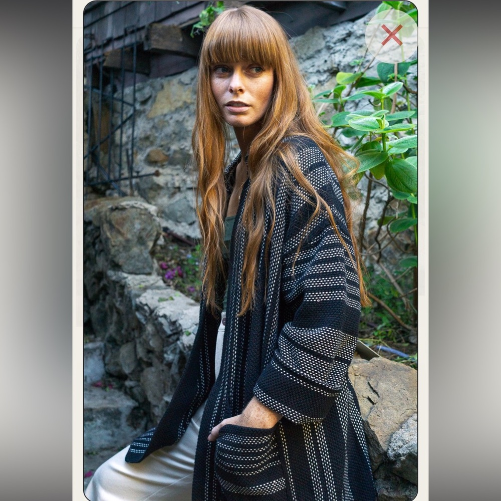 Love, stitch, oversized, slouchy cardigan, and black-and-white Sz‎ S/M